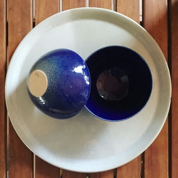 bol bleu, art de la table, bol à riz