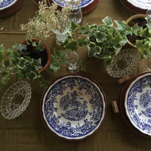 assiette vintage, décor bleu, luneville, décor champêtre