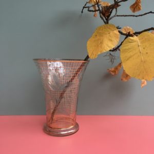 vase vintage, décoration végétale, années 50, dorure et décoration